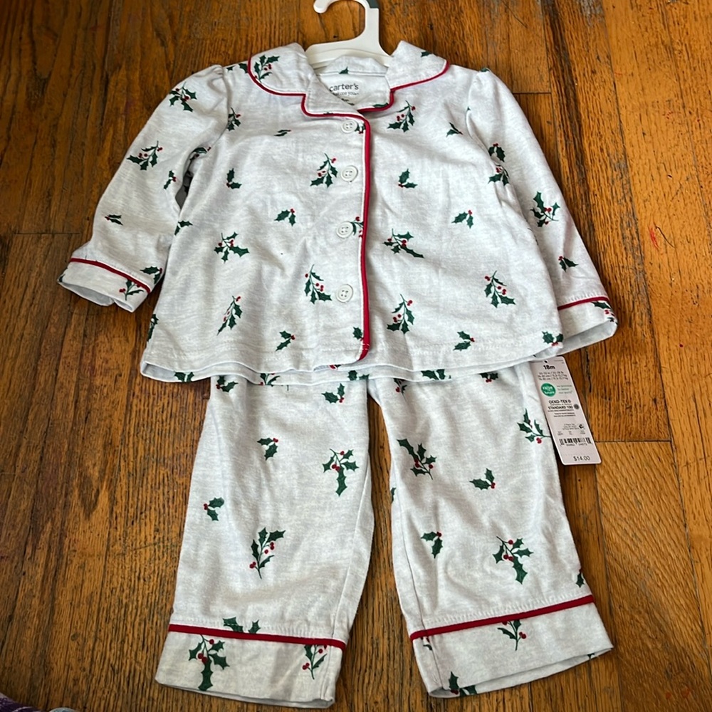 Carters flannel mistletoe pajama set